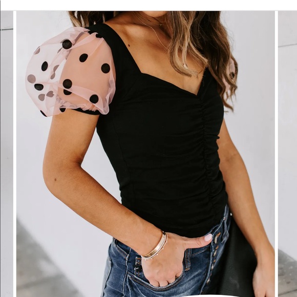 MINNIE RUCHED PUFF SLEEVE BODYSUIT - Picture 2 of 4